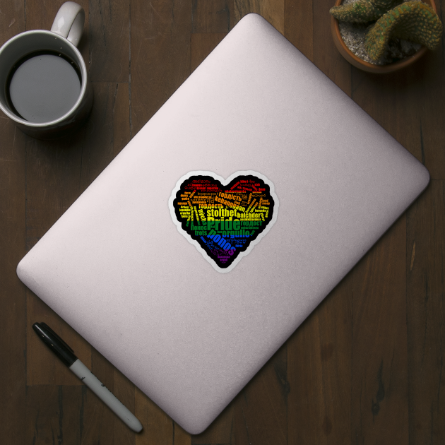 LGBT Pride In Many Languages Rainbow Heart Word-art by vpgdesigns